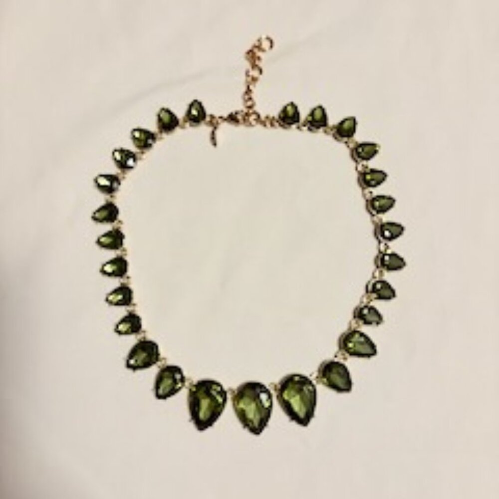 Green gem stone statement necklace